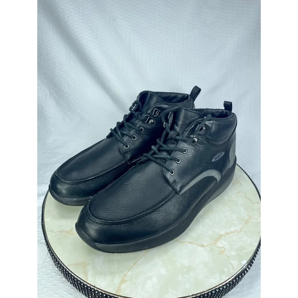 MBT Index Rocker Bottom Leather Boots Mens 10.5 Black Performance Vibram Shoes
